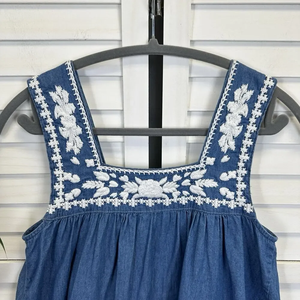 Lovers + Friends Dream Catcher Tank‎ Top Blue Chambray Embroidered Boho Size XS - Picture 6 of 10